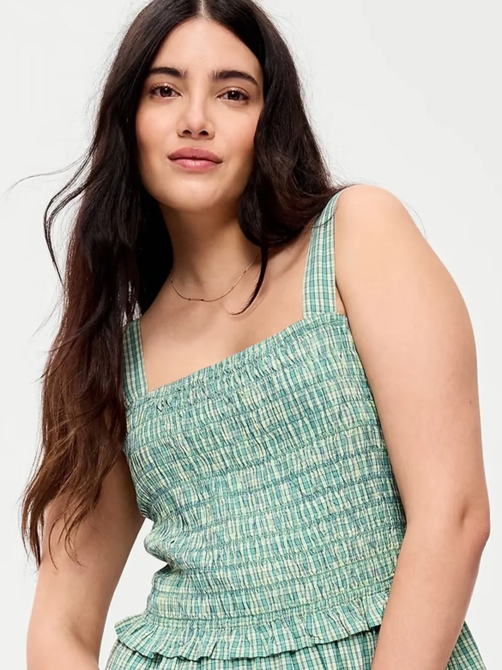 NWT! Old Navy Green Plaid Fit & Flare Smocked-Bodice Midi Dress - XL 🪙 - Picture 3 of 6
